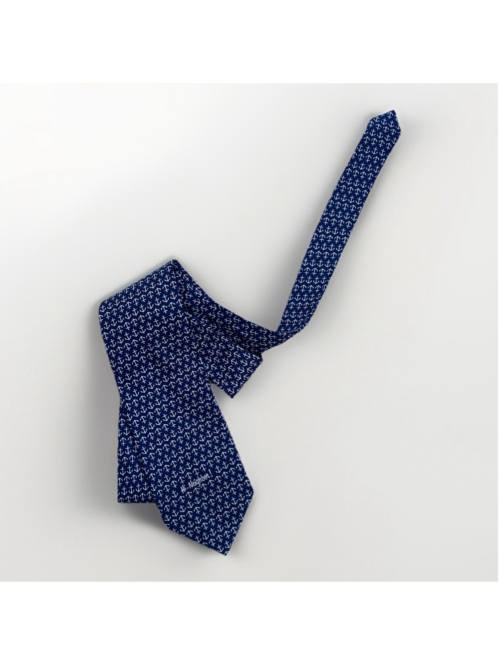 Narragansett Beer Anchor Tie Navy Blue - Picture 2 of 4